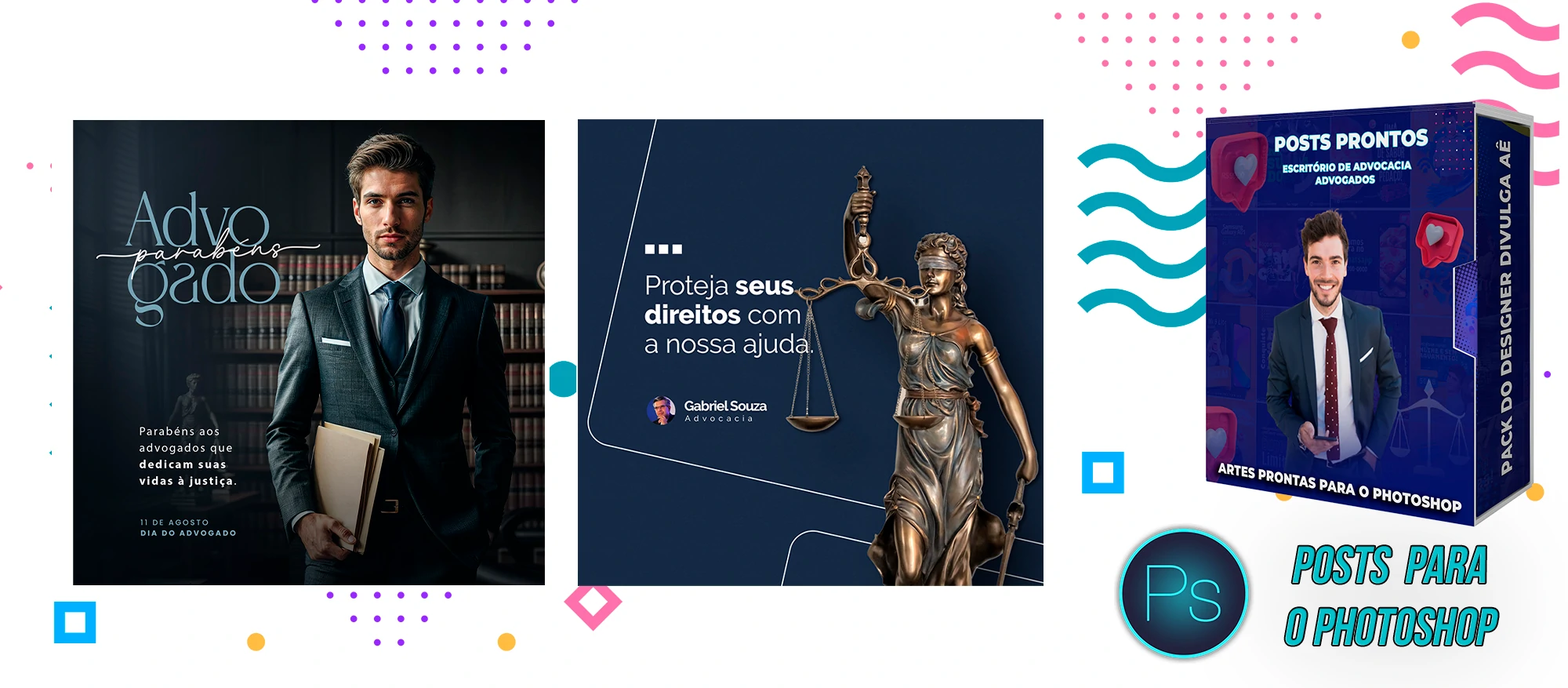 Mega Pack de Posts Prontos com Legendas para Advocacia/Advogados no Photoshop - Imagem 3