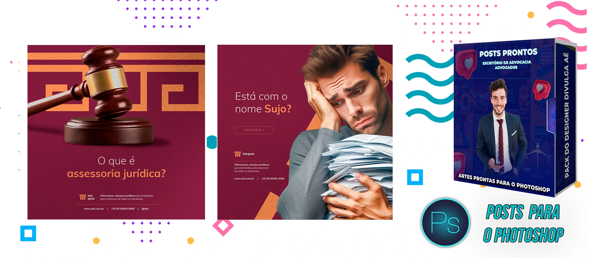 Mega Pack de Posts Prontos com Legendas para Advocacia/Advogados no Photoshop - Imagem 14