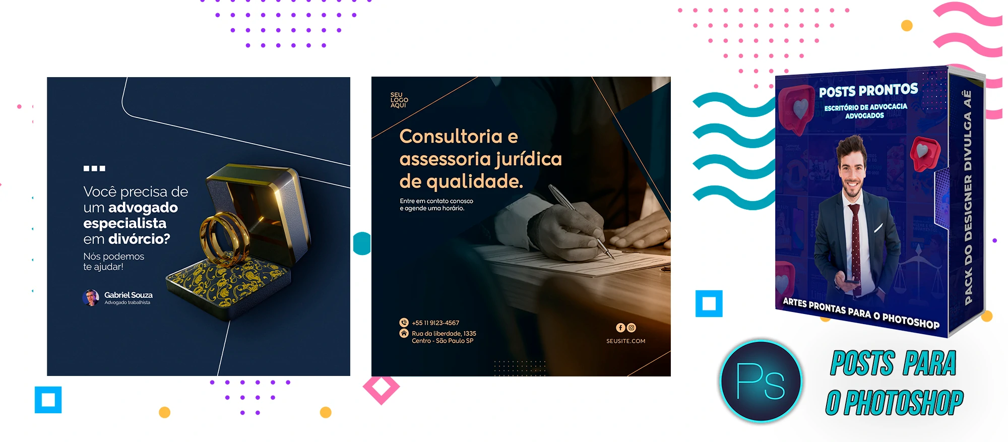 Mega Pack de Posts Prontos com Legendas para Advocacia/Advogados no Photoshop - Imagem 5