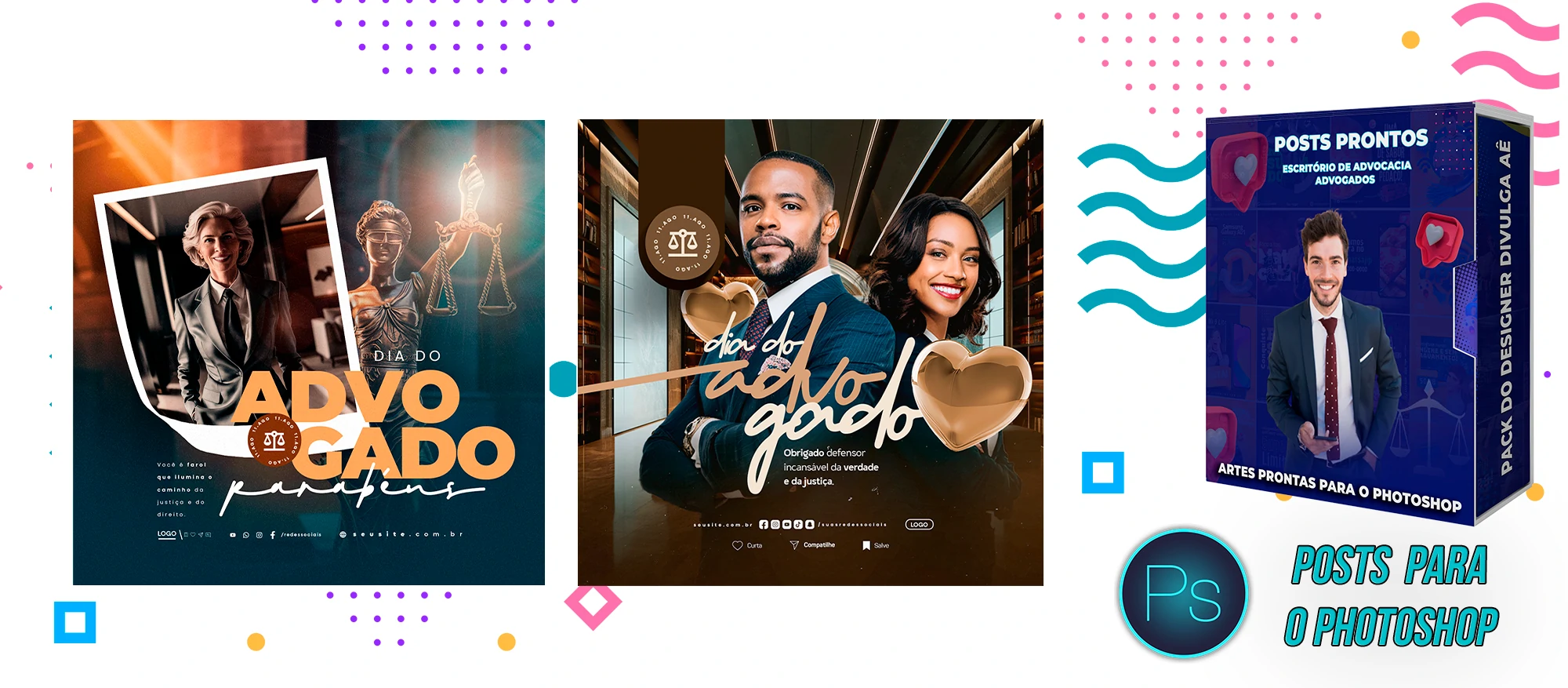 Mega Pack de Posts Prontos com Legendas para Advocacia/Advogados no Photoshop - Imagem 2