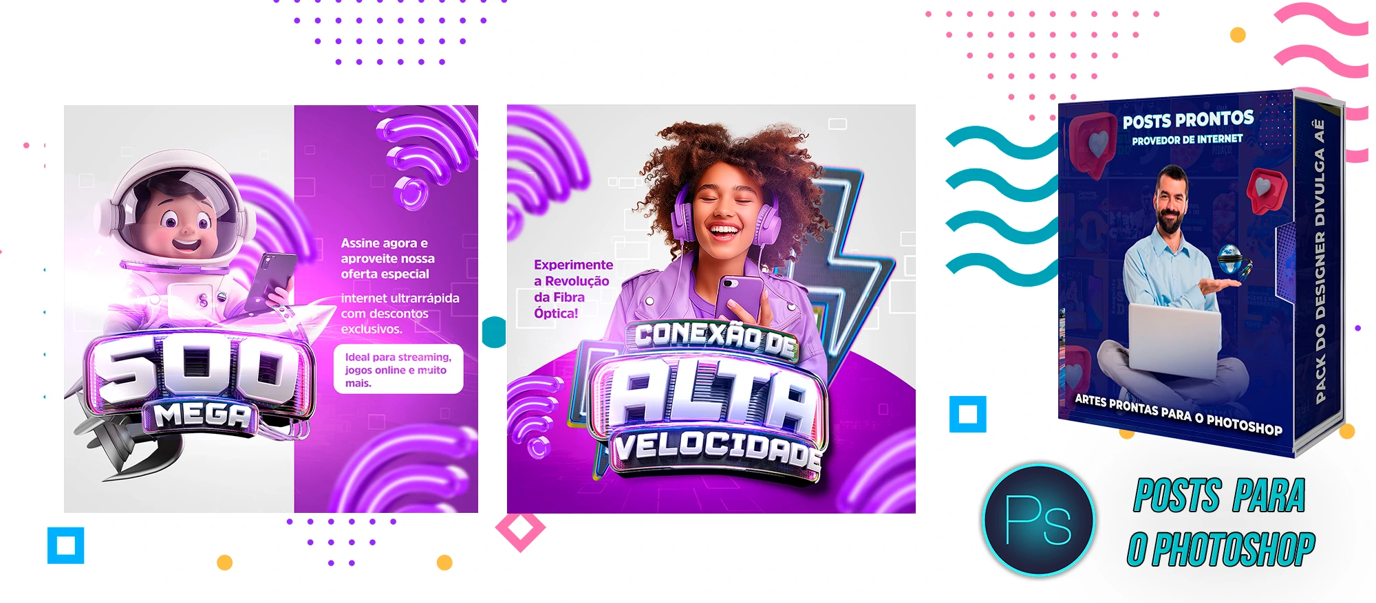 Mega Pack de Posts Editáveis - Provedores e Revenda de Internet - Photoshop - Imagem 23