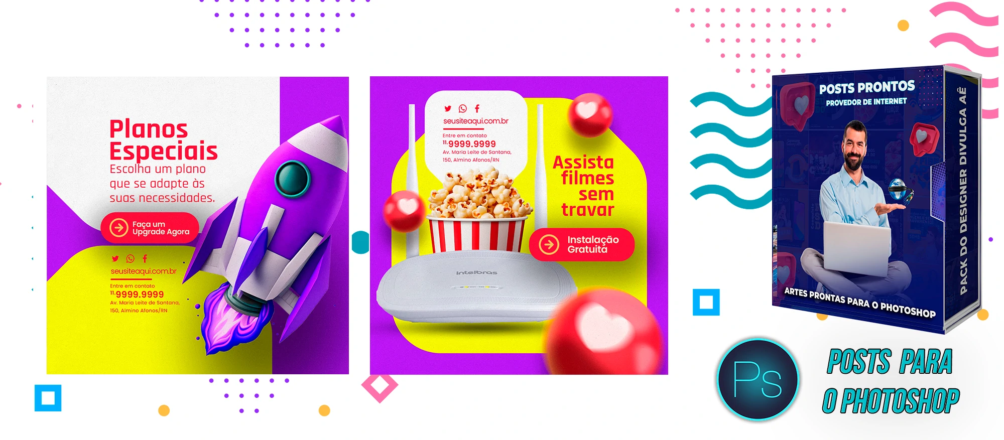 Mega Pack de Posts Editáveis - Provedores e Revenda de Internet - Photoshop - Imagem 28
