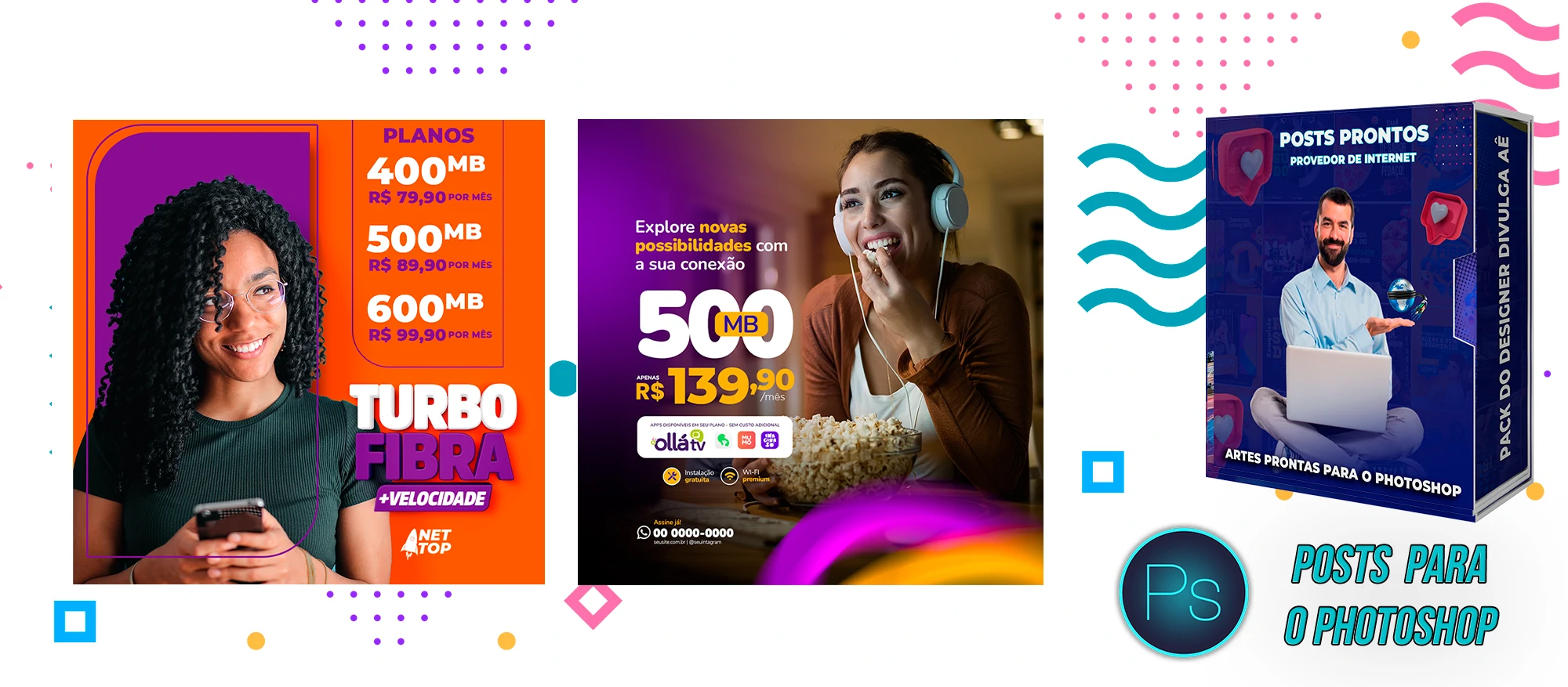 Mega Pack de Posts Editáveis - Provedores e Revenda de Internet - Photoshop - Imagem 29