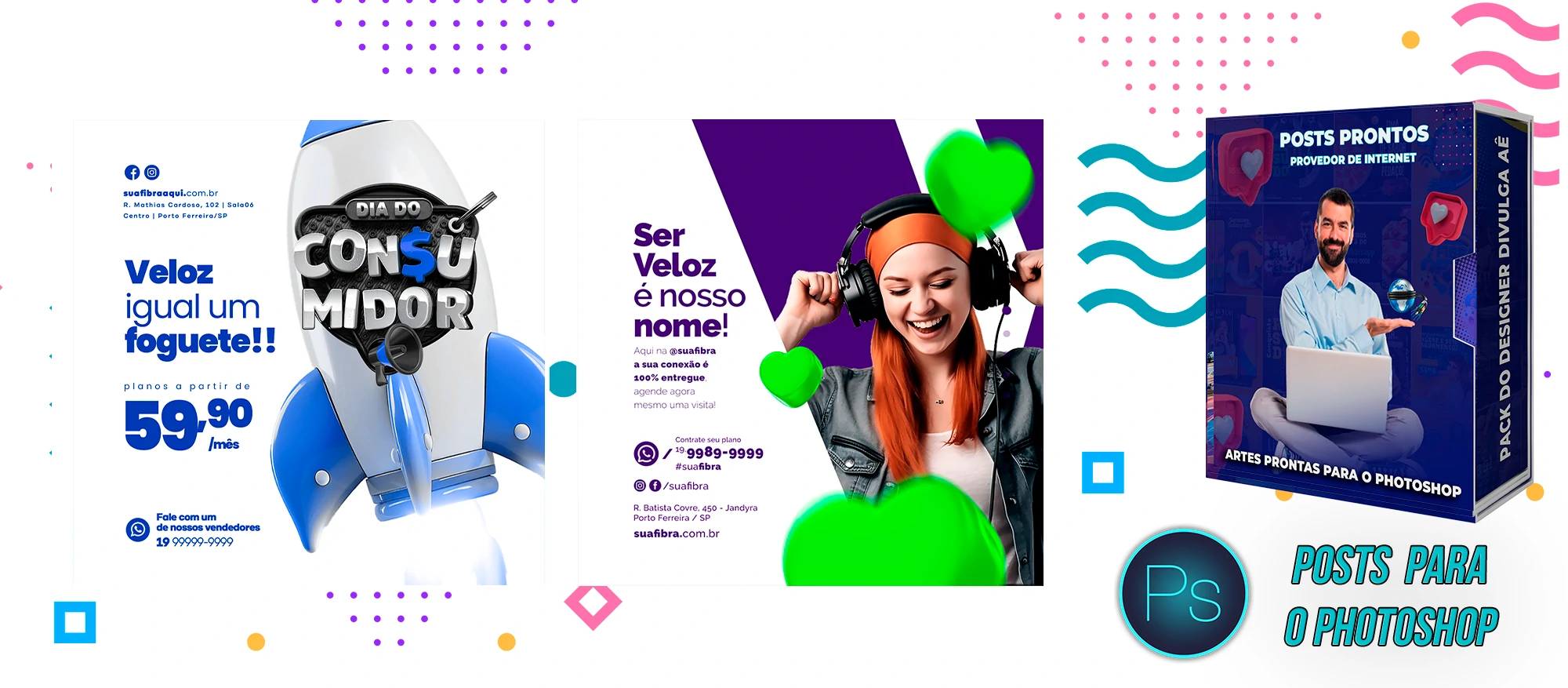 Mega Pack de Posts Editáveis - Provedores e Revenda de Internet - Photoshop - Imagem 2