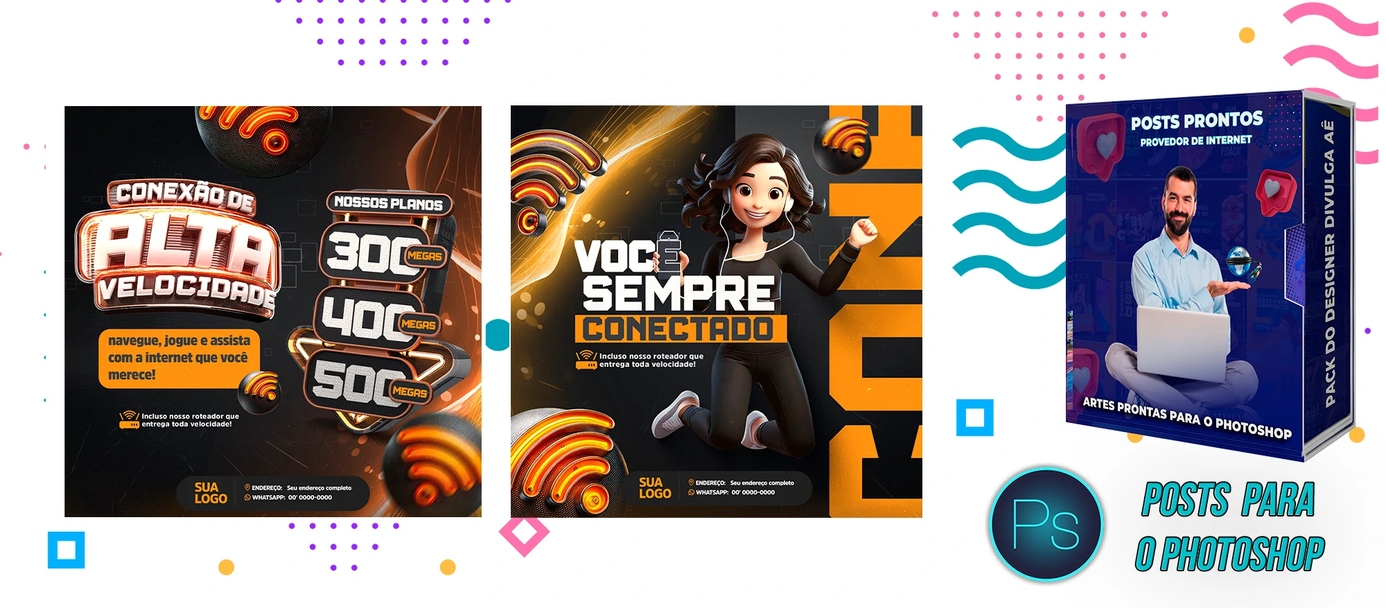Mega Pack de Posts Editáveis - Provedores e Revenda de Internet - Photoshop - Imagem 3