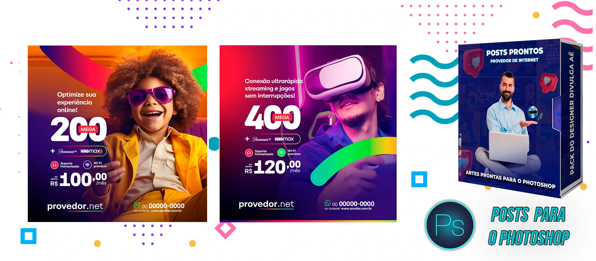 Mega Pack de Posts Editáveis - Provedores e Revenda de Internet - Photoshop - Imagem 12