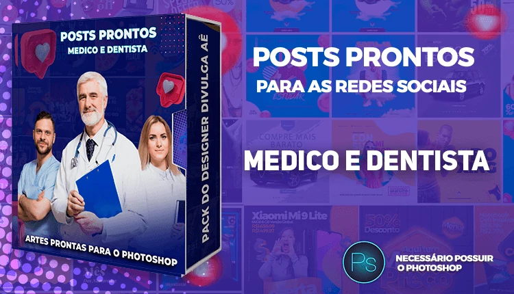 Pack de Posts Prontos  - Clínica Médica e Dentistas para o Photoshop