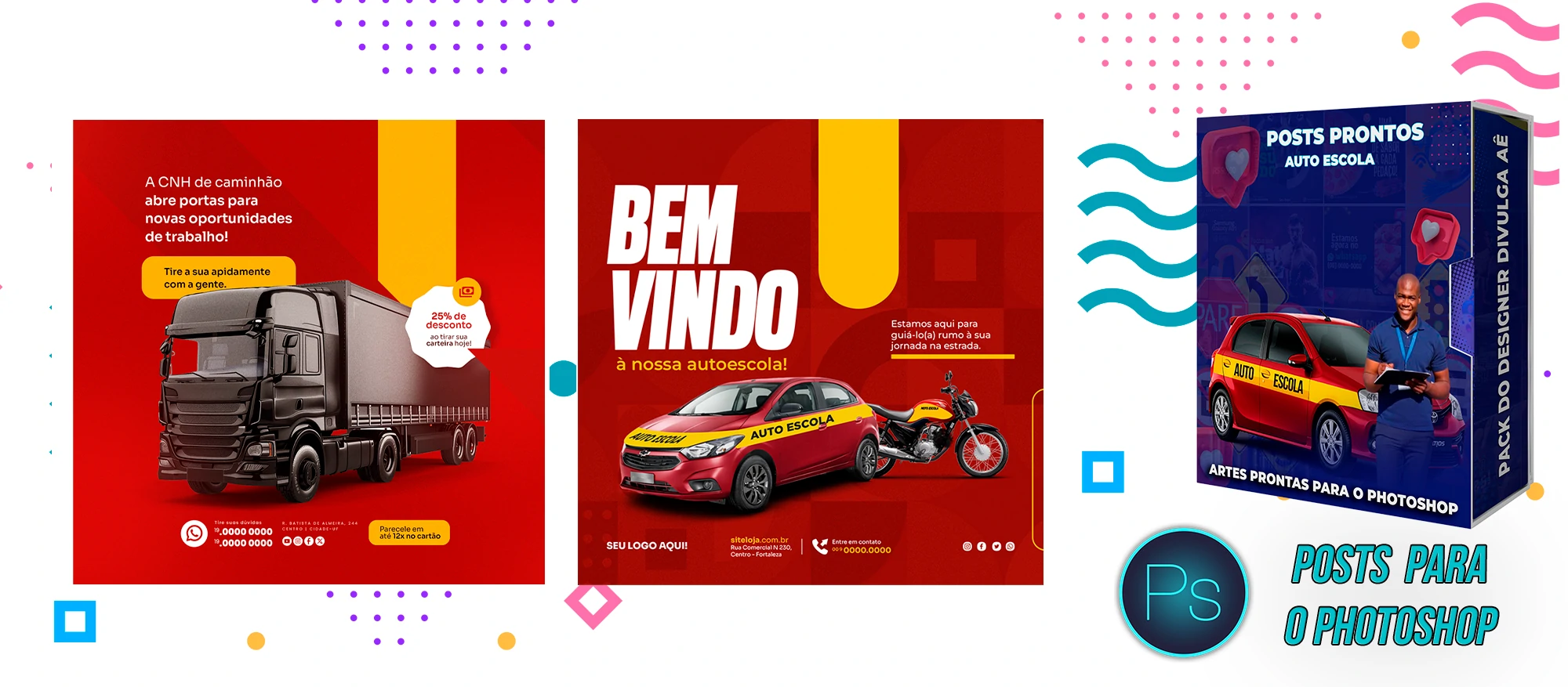 Mega Pack de Posts Prontos para Auto-Escola e Centro de Formação de Condutores - Photoshop - Imagem 2