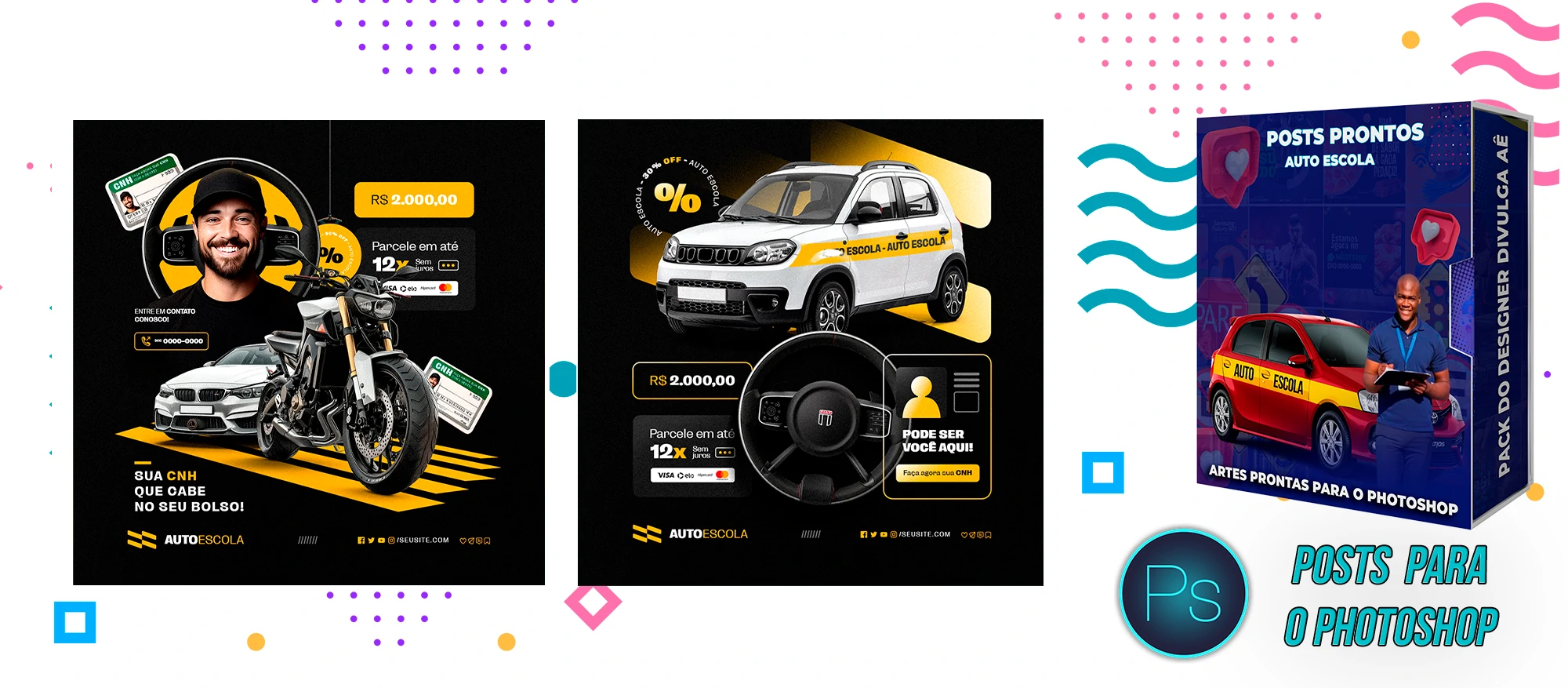 Mega Pack de Posts Prontos para Auto-Escola e Centro de Formação de Condutores - Photoshop - Imagem 3