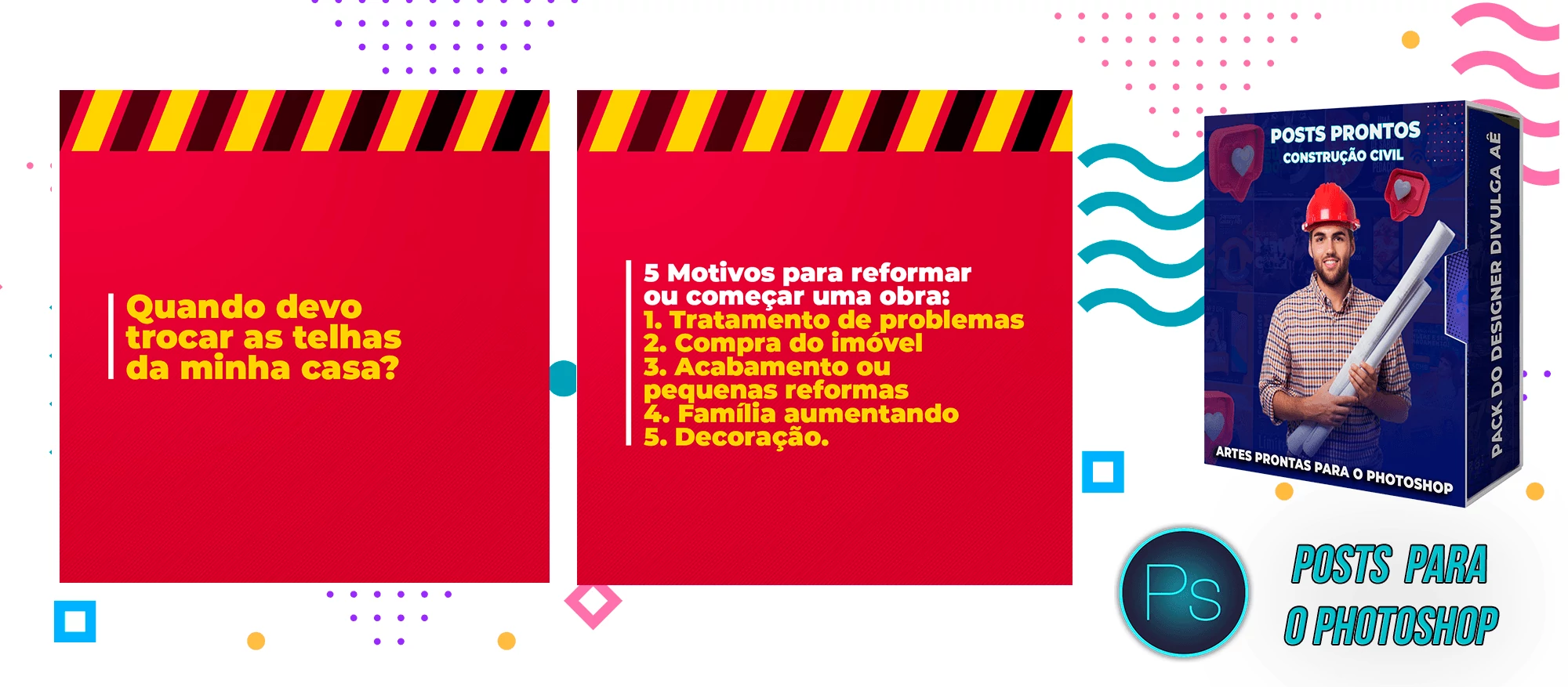 Pack de Posts Editáveis - Construção Civil - Engenheiro Civil - Empreiteira - Photoshop - Imagem 8