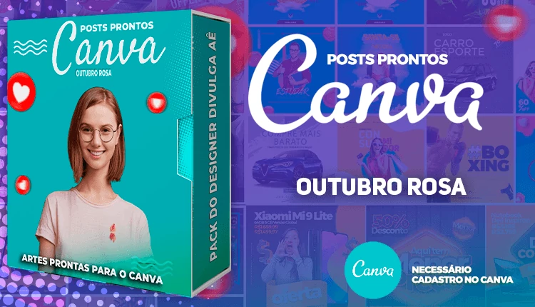 Kit de Posts Prontos para Datas Comemorativas  - Outubro Rosa no Canva