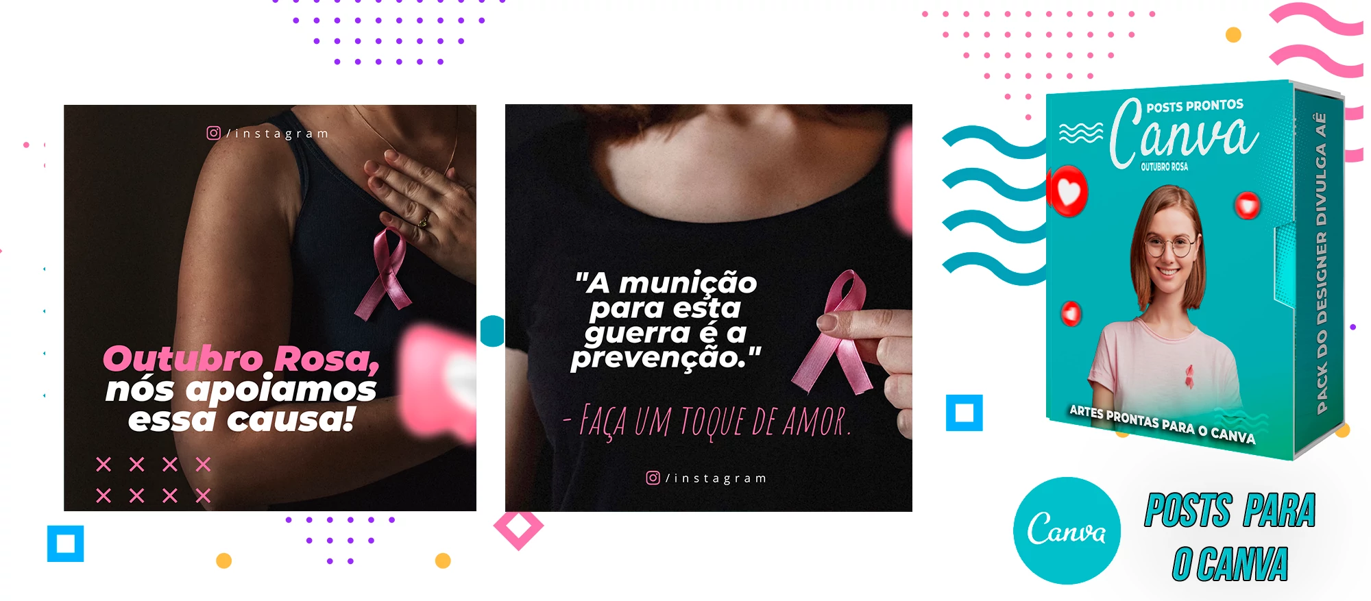 Kit de Posts Prontos para Datas Comemorativas - Outubro Rosa no Canva - Imagem 2