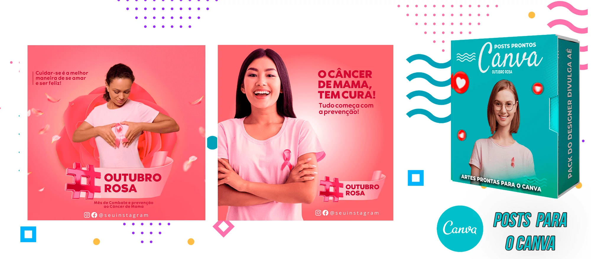 Kit de Posts Prontos para Datas Comemorativas - Outubro Rosa no Canva - Imagem 4