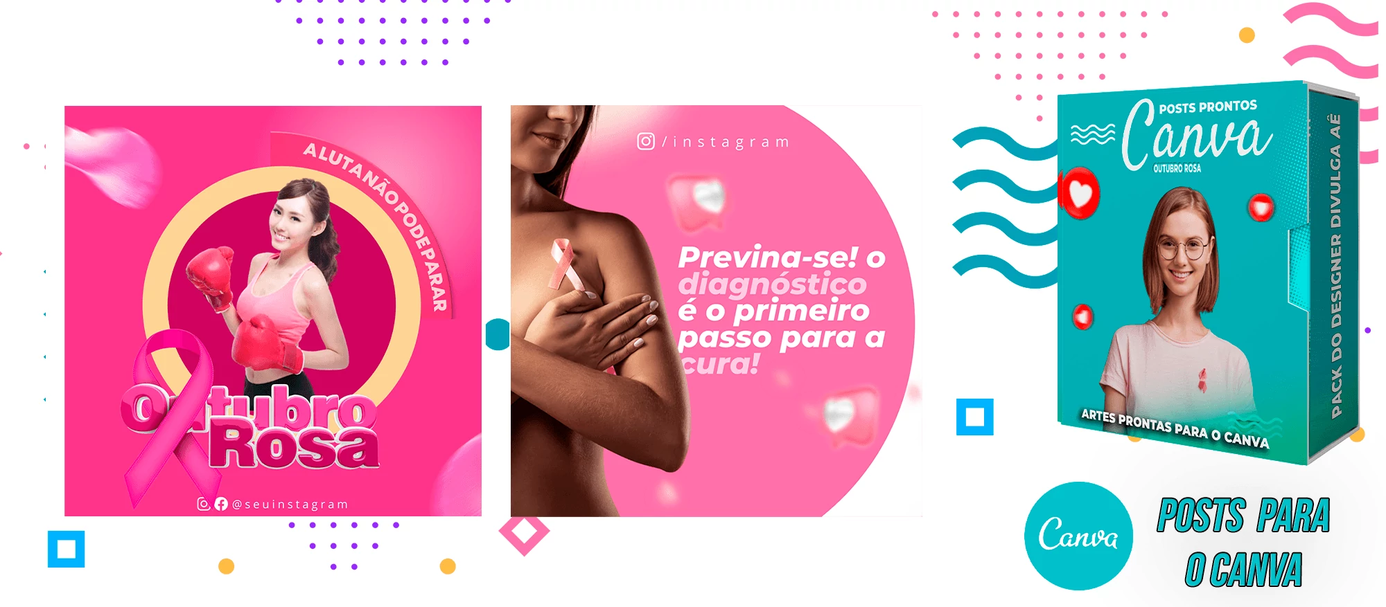 Kit de Posts Prontos para Datas Comemorativas - Outubro Rosa no Canva - Imagem 7