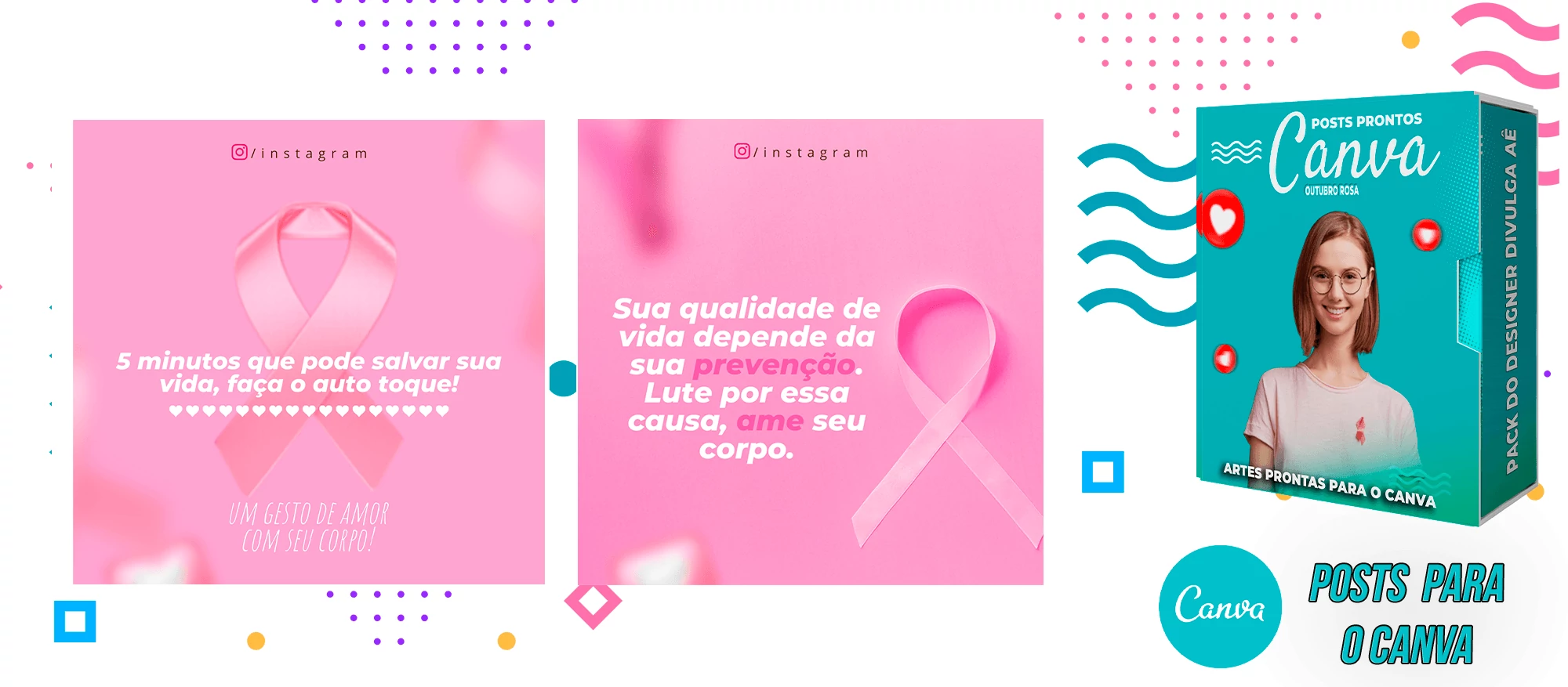Kit de Posts Prontos para Datas Comemorativas - Outubro Rosa no Canva - Imagem 8