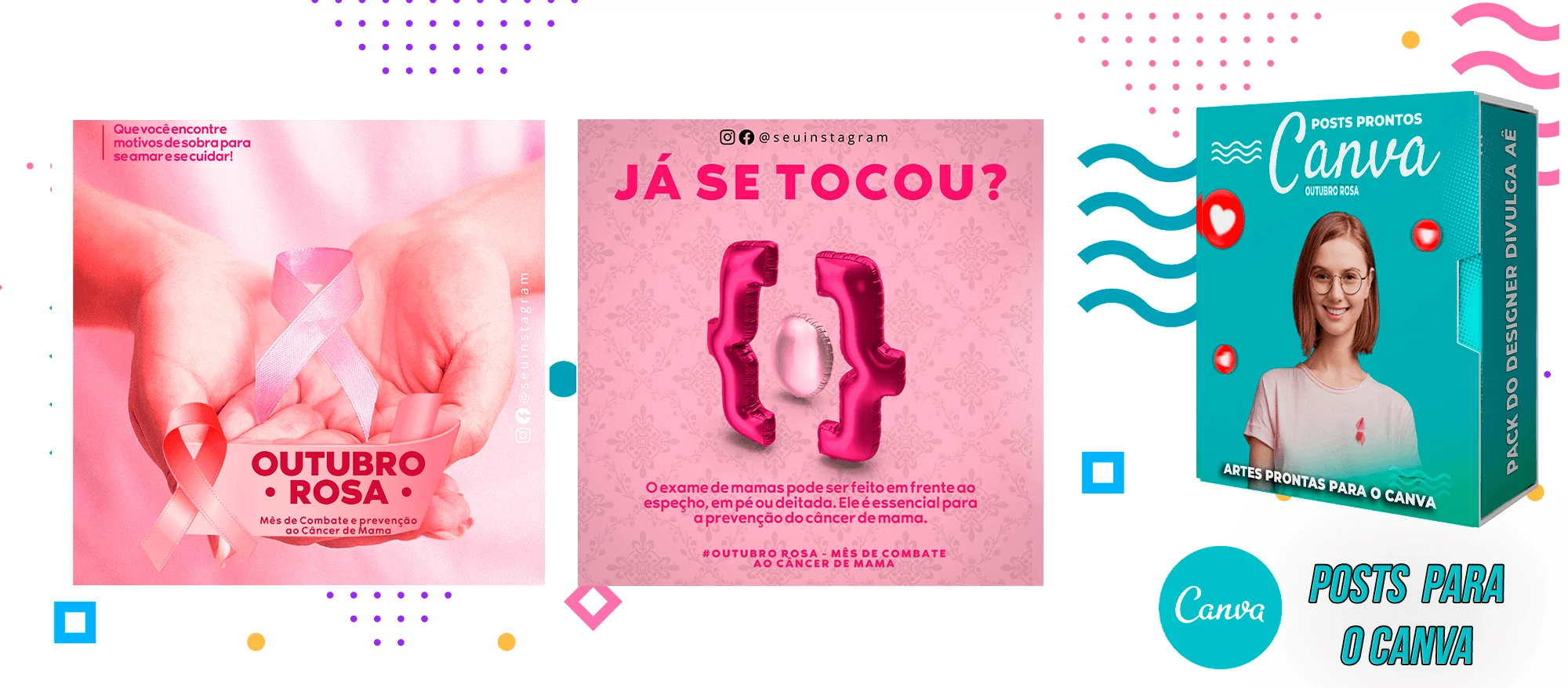 Kit de Posts Prontos para Datas Comemorativas - Outubro Rosa no Canva - Imagem 6