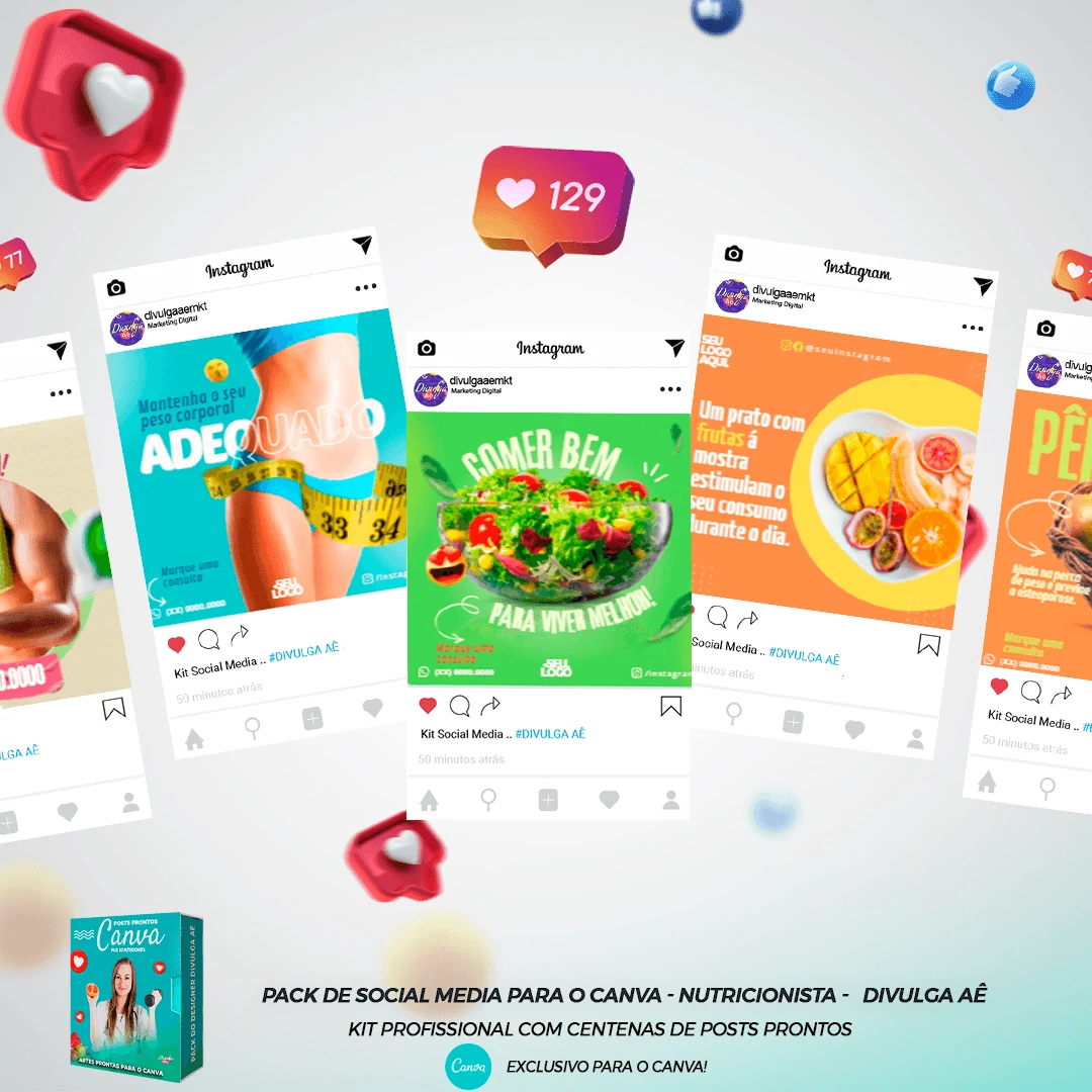 Pack de Posts Prontos para o Canva - Nutricionistas + Legendas Prontas - Imagem 23