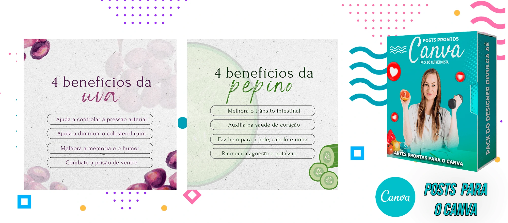 Pack de Posts Prontos para o Canva - Nutricionistas + Legendas Prontas - Imagem 7
