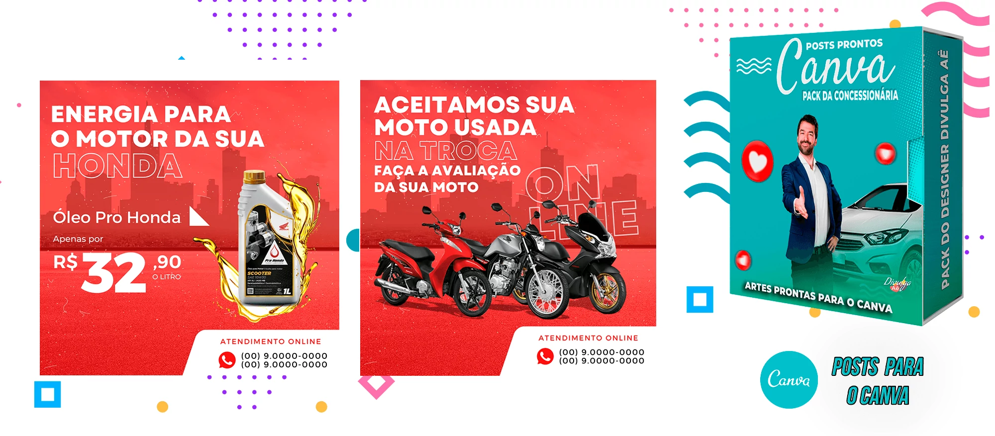 Pack de Posts Prontos para o Canva - Concessionária + Legendas - Venda de Carros e Motos - Imagem 4