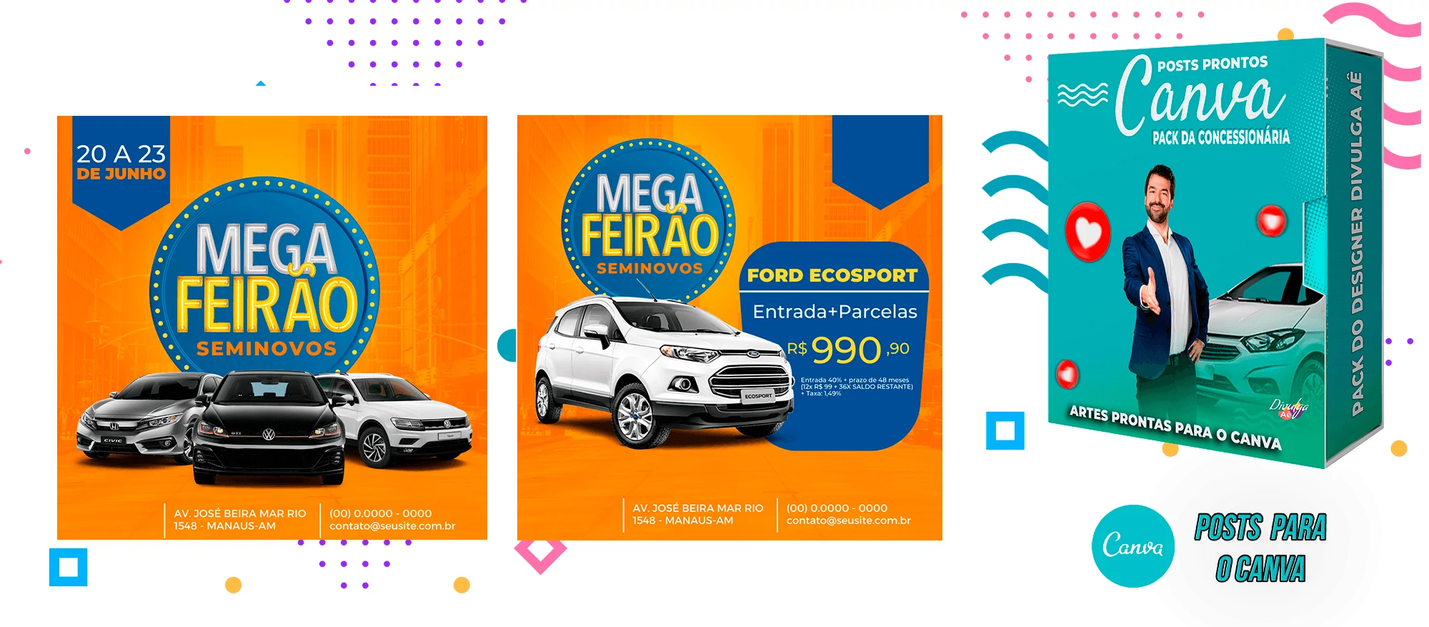 Pack de Posts Prontos para o Canva - Concessionária + Legendas - Venda de Carros e Motos - Imagem 35