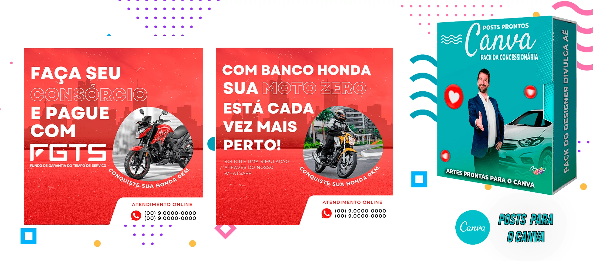 Pack de Posts Prontos para o Canva - Concessionária + Legendas - Venda de Carros e Motos - Imagem 26