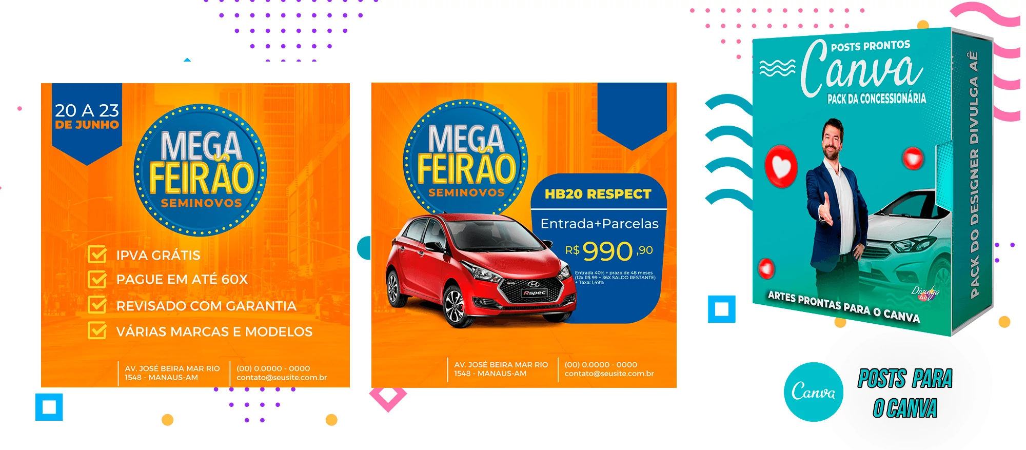 Pack de Posts Prontos para o Canva - Concessionária + Legendas - Venda de Carros e Motos - Imagem 38