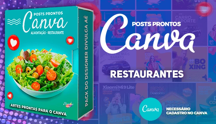 Pack de Posts Prontos para o Canva - Restaurantes - Self-service