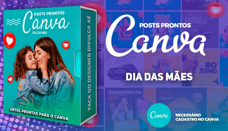 Pack de Posts Prontos para o Canva - Dia das Mães