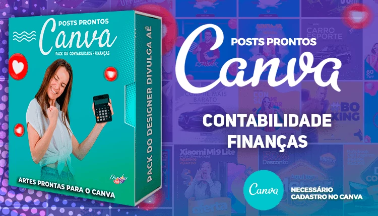 Pack de Posts Prontos com Legendas para Contabilidade no Canva