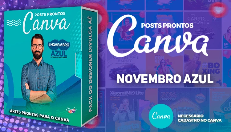 Pack de Posts Prontos para o Canva - Novembro Azul