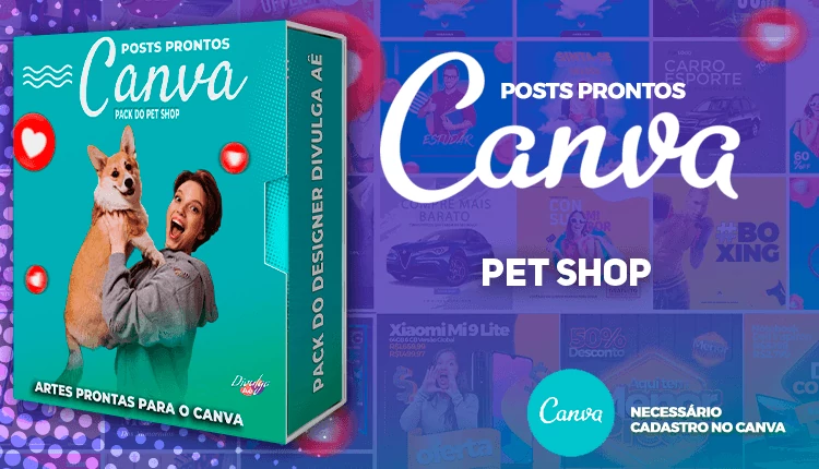 Pack de Posts Prontos para o Canva com Legendas - Estética Animal - Pet Shop