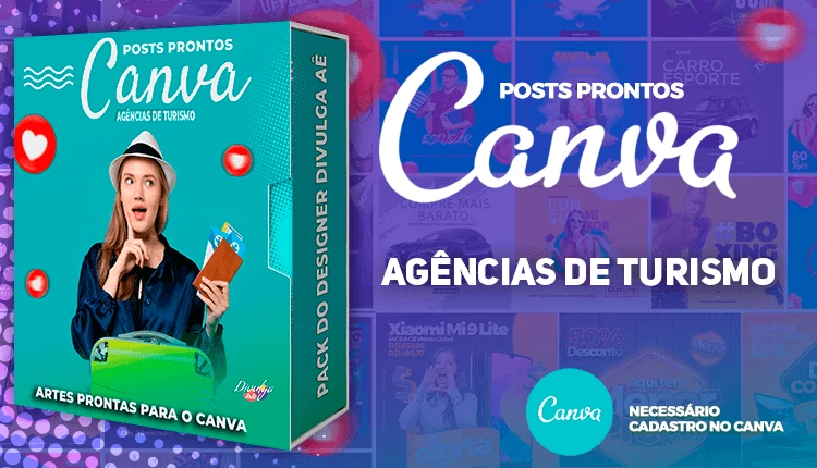 Pack de Posts Prontos para o Canva - Agência de Turismo e Viagens + Legendas