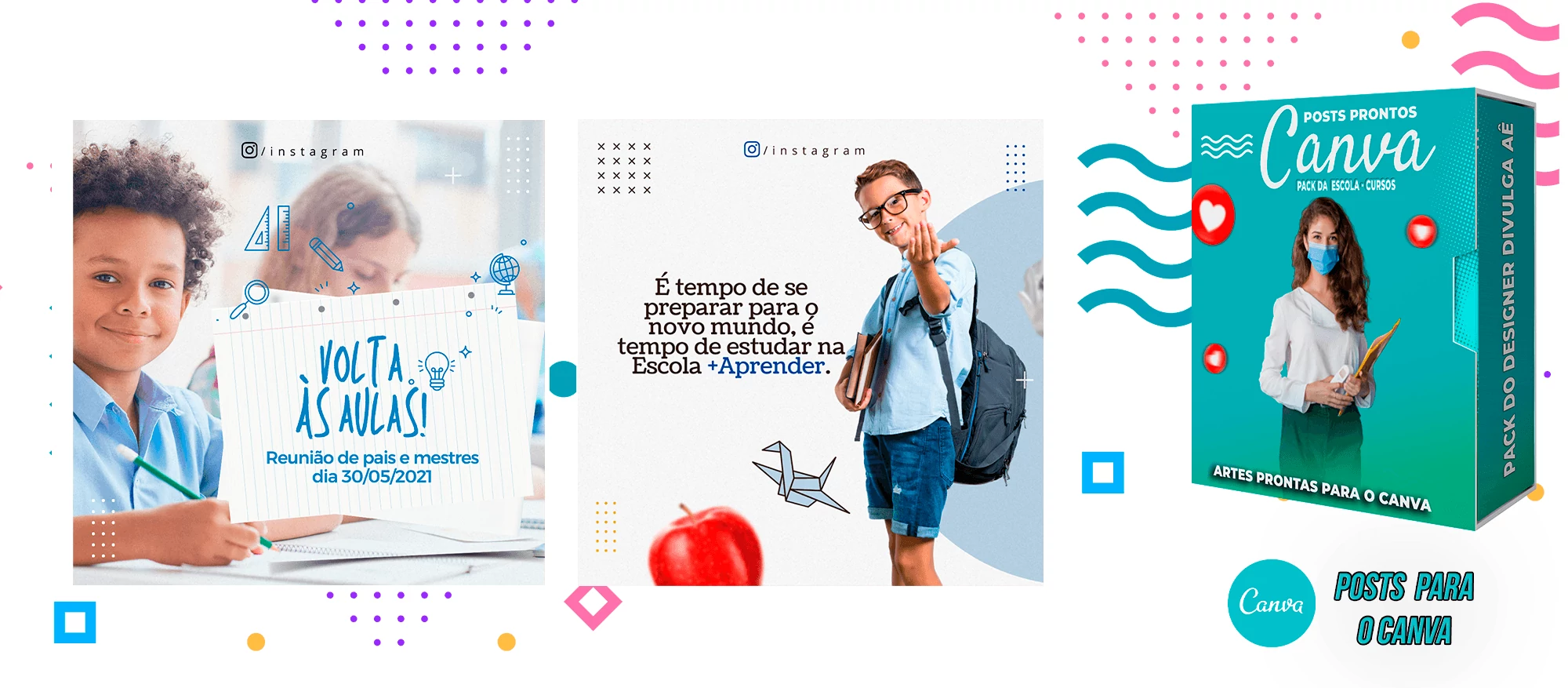 Pack de Posts Prontos para o Canva - Escolas - Escolas Particulares e Cursos + Legendas - Imagem 19