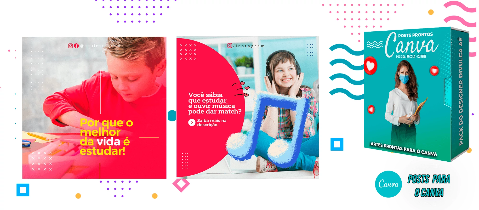 Pack de Posts Prontos para o Canva - Escolas - Escolas Particulares e Cursos + Legendas - Imagem 23