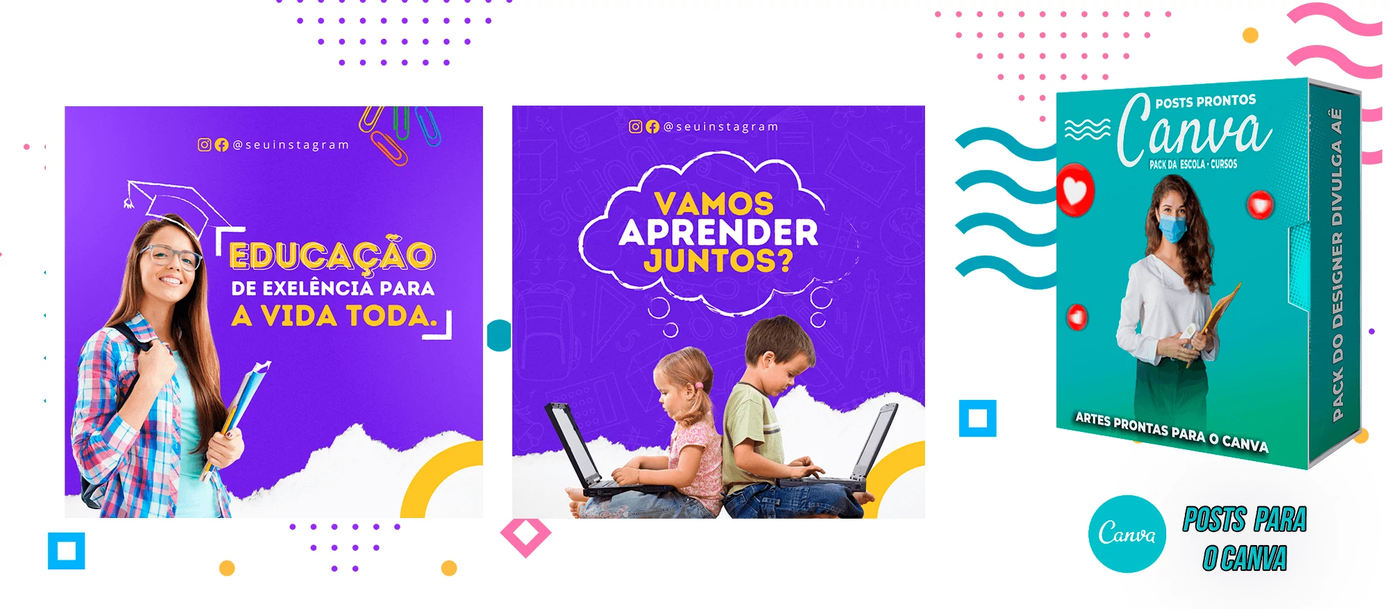 Pack de Posts Prontos para o Canva - Escolas - Escolas Particulares e Cursos + Legendas - Imagem 13