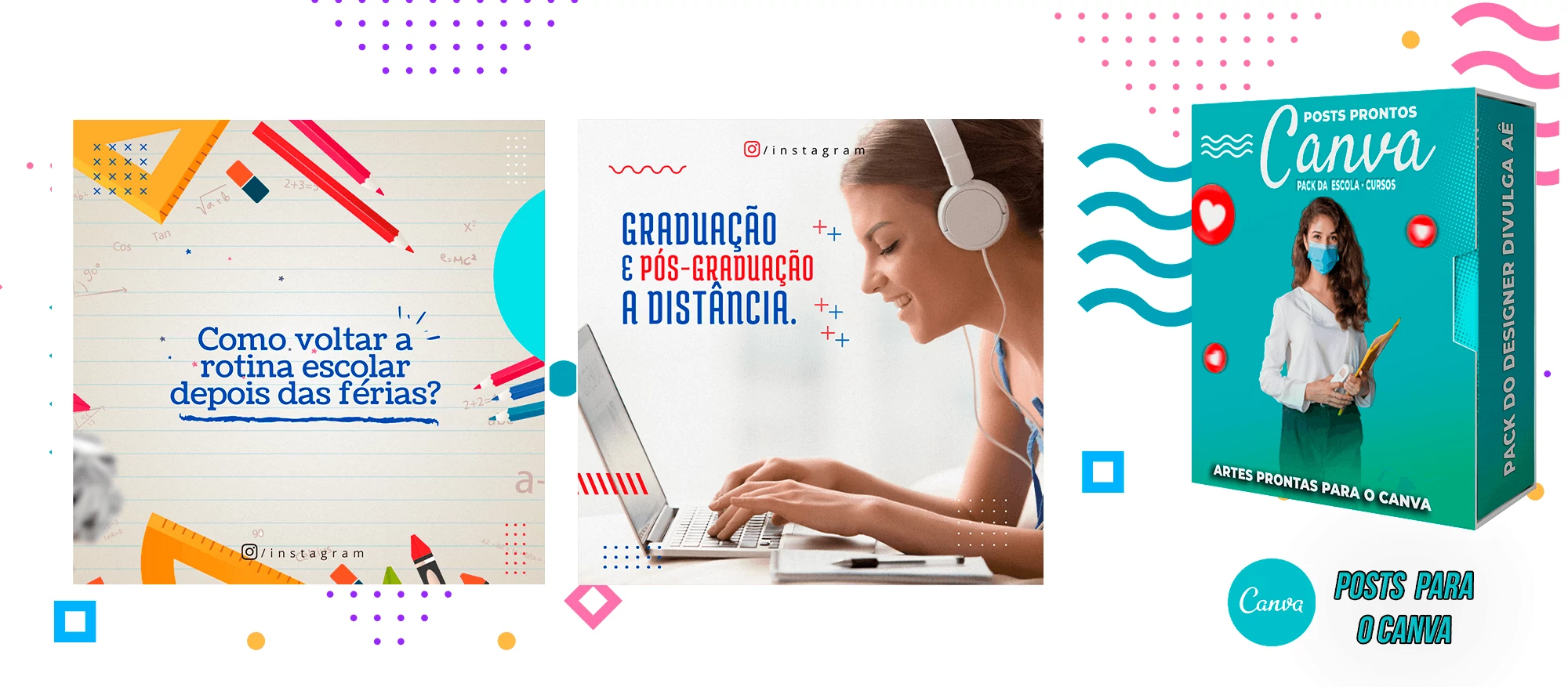 Pack de Posts Prontos para o Canva - Escolas - Escolas Particulares e Cursos + Legendas - Imagem 7