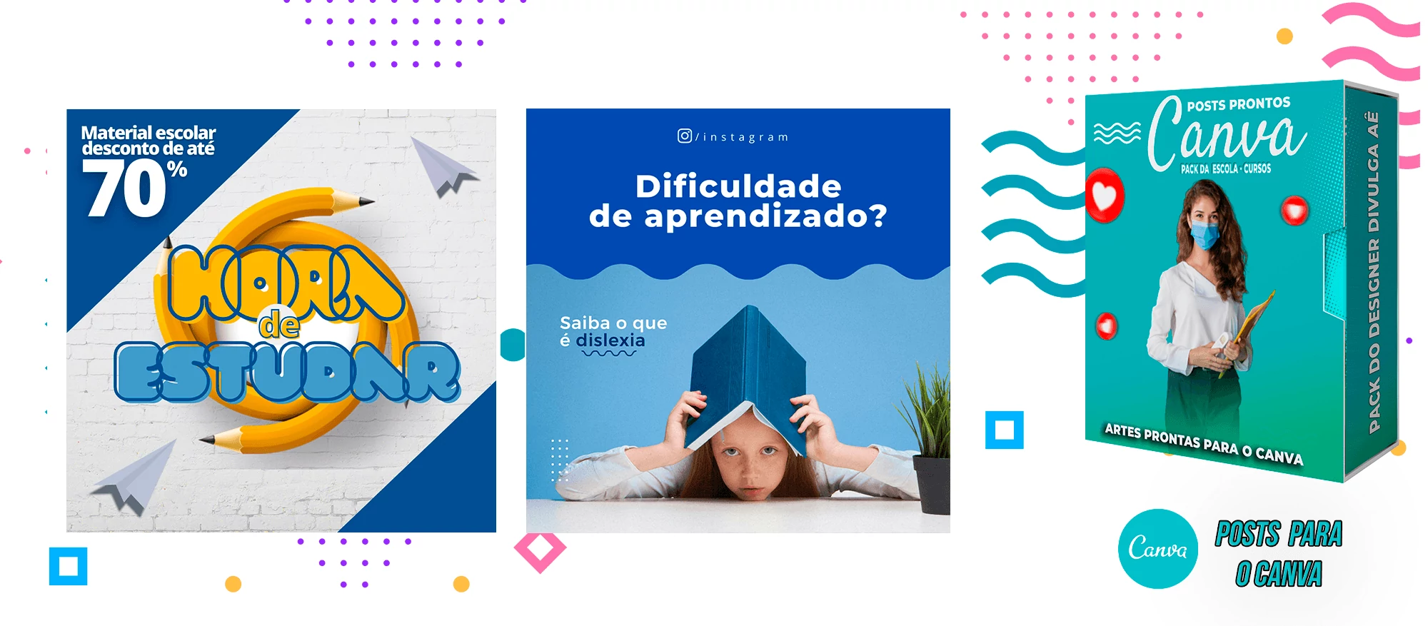 Pack de Posts Prontos para o Canva - Escolas - Escolas Particulares e Cursos + Legendas - Imagem 8