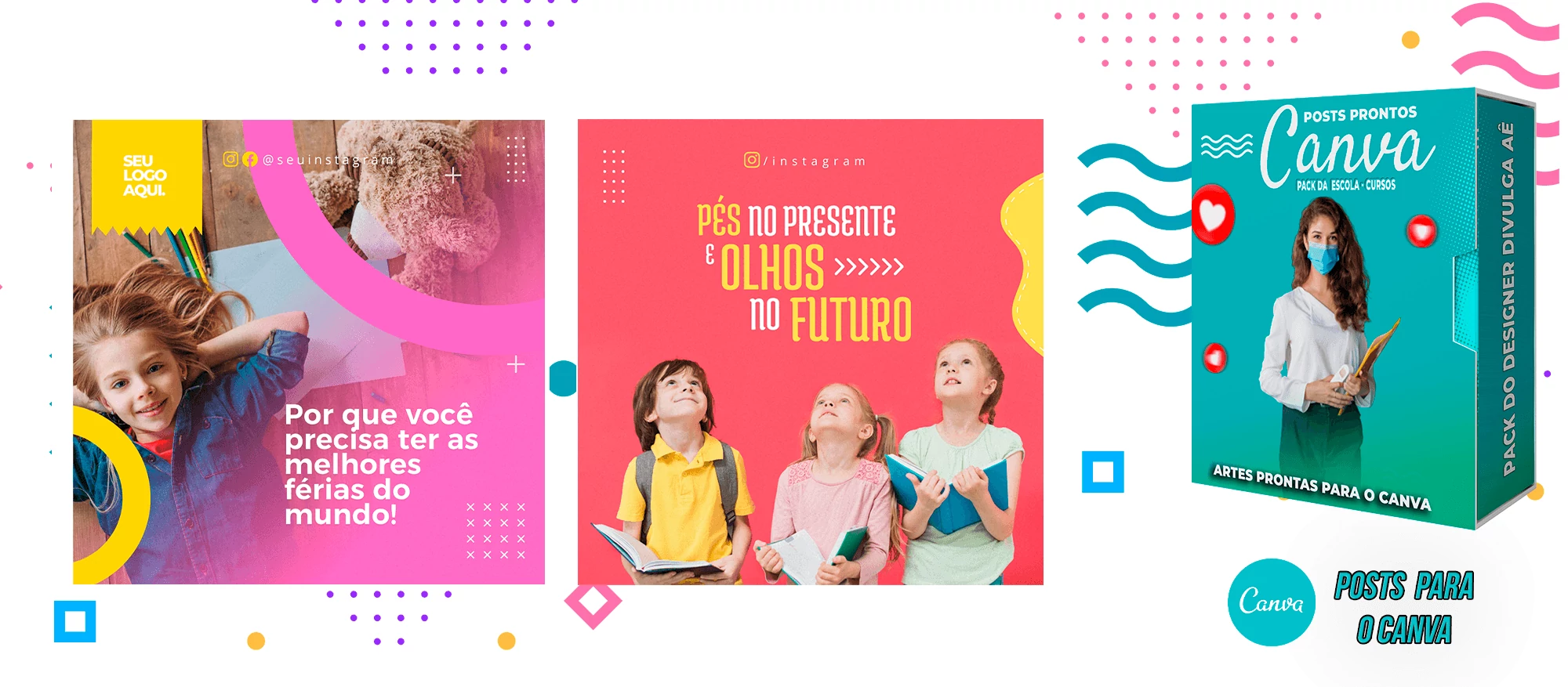 Pack de Posts Prontos para o Canva - Escolas - Escolas Particulares e Cursos + Legendas - Imagem 27
