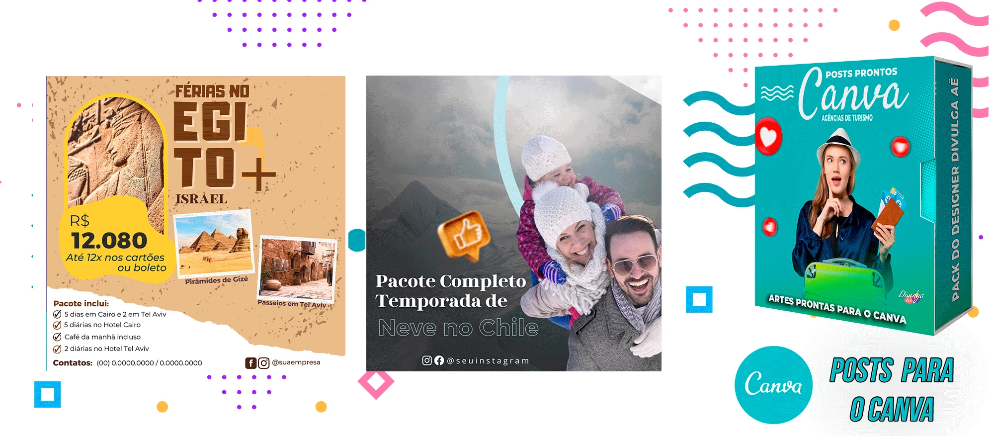Pack de Posts Prontos para o Canva - Agência de Turismo e Viagens + Legendas - Imagem 4