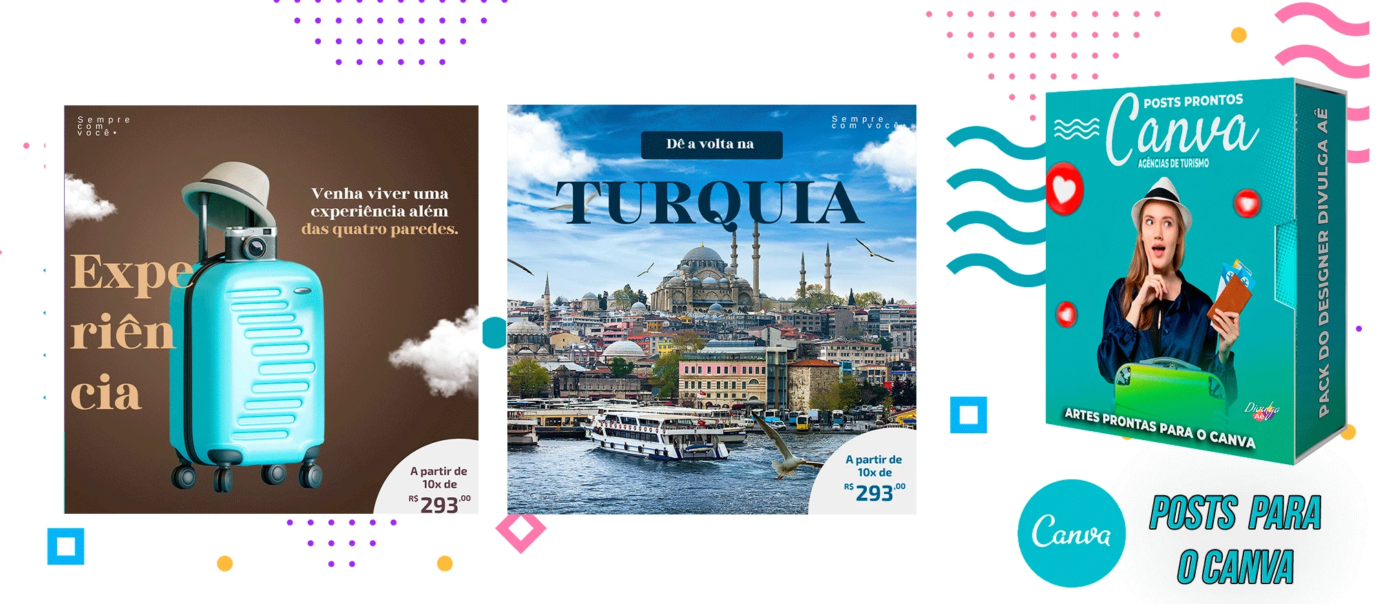 Pack de Posts Prontos para o Canva - Agência de Turismo e Viagens + Legendas - Imagem 16