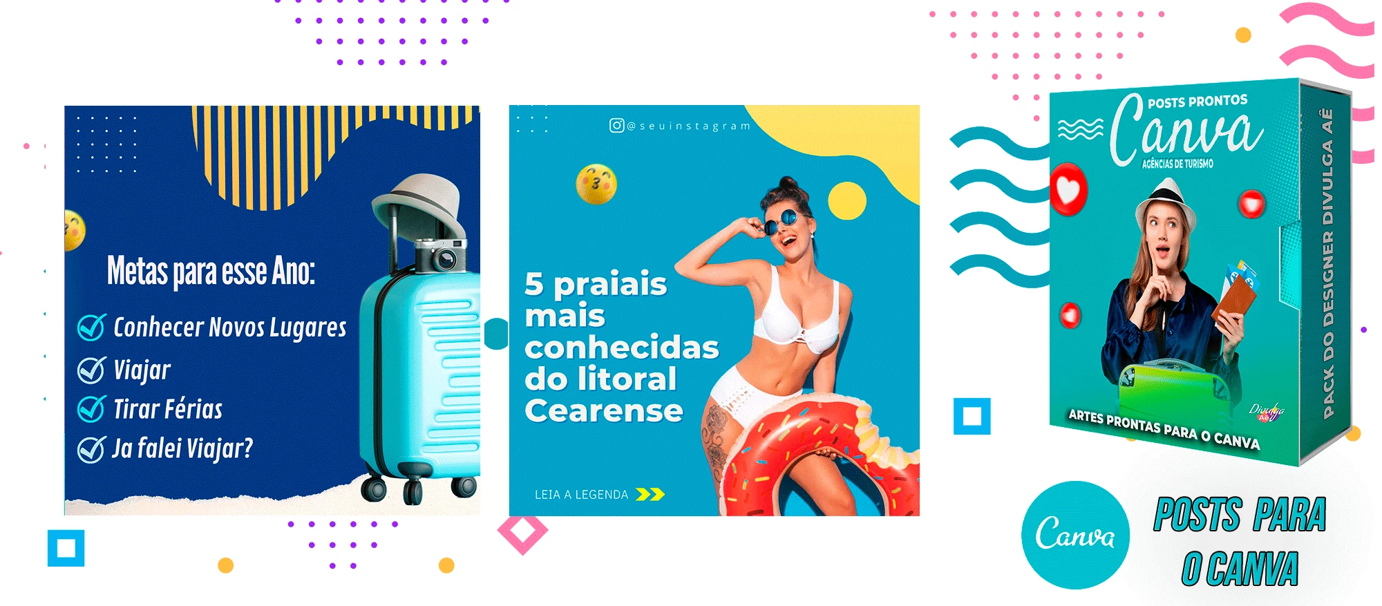Pack de Posts Prontos para o Canva - Agência de Turismo e Viagens + Legendas - Imagem 2