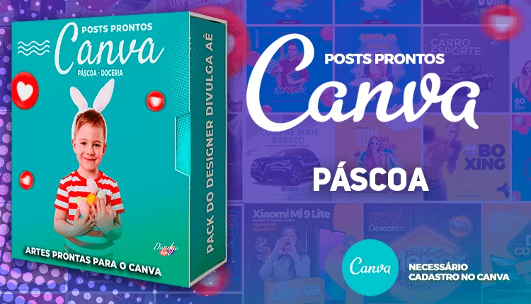 Pack de Posts Prontos para o Canva -  Páscoa