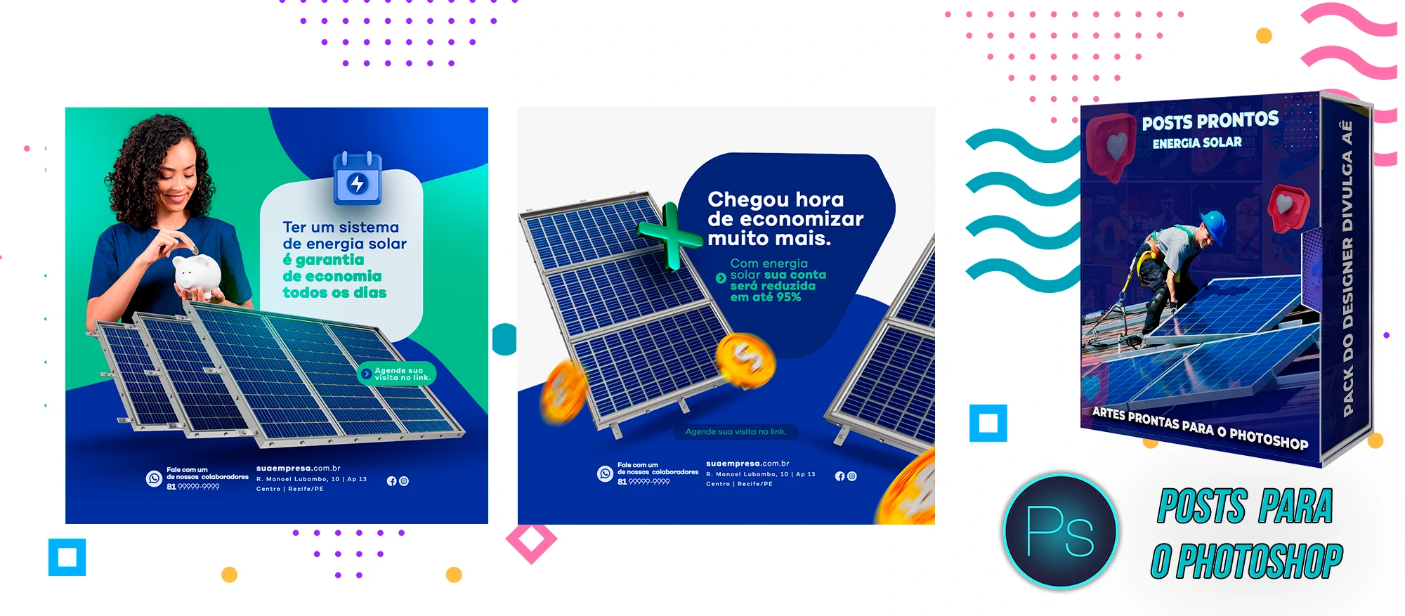 Pack de Posts Prontos para Empresas de Energia Solar para o Photoshop - Imagem 8
