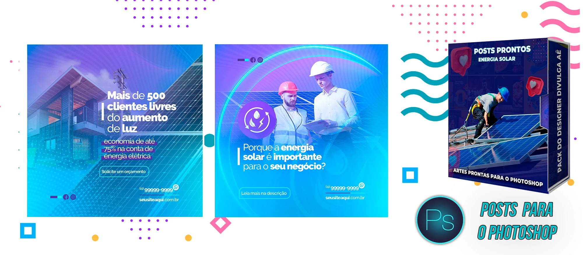 Pack de Posts Prontos para Empresas de Energia Solar para o Photoshop - Imagem 2