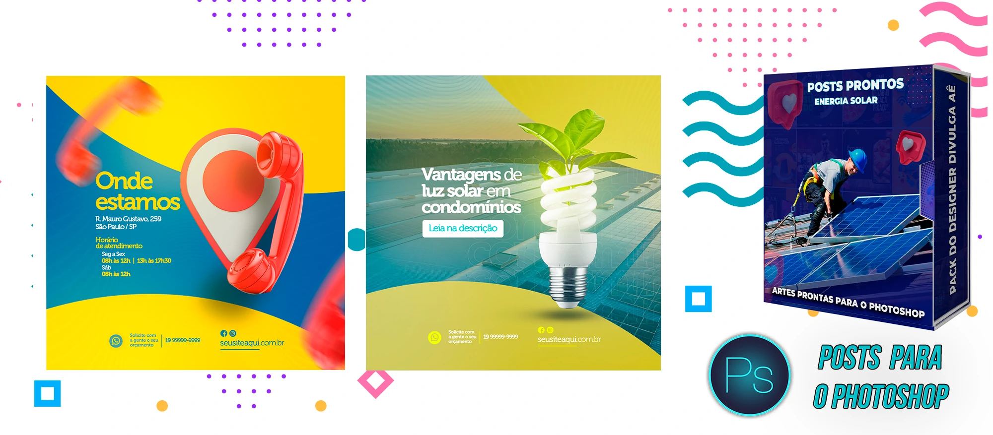 Pack de Posts Prontos para Empresas de Energia Solar para o Photoshop - Imagem 5
