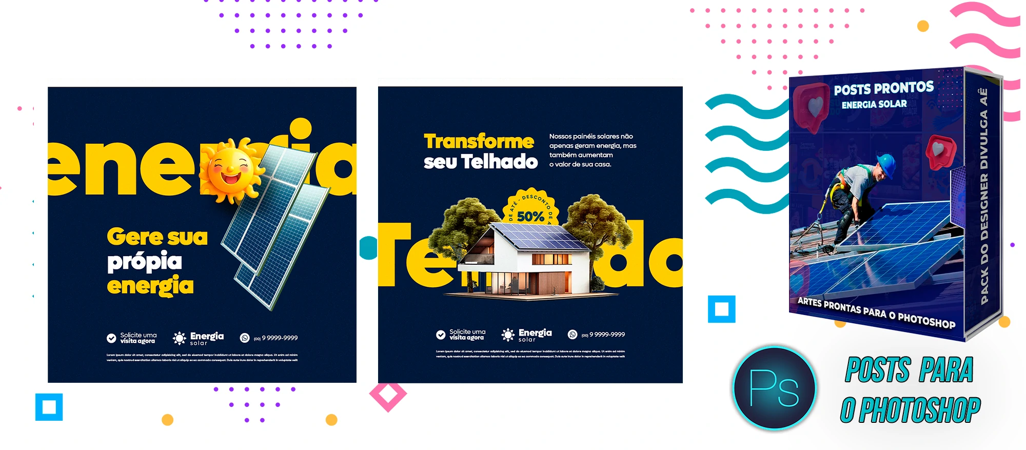Pack de Posts Prontos para Empresas de Energia Solar para o Photoshop - Imagem 4