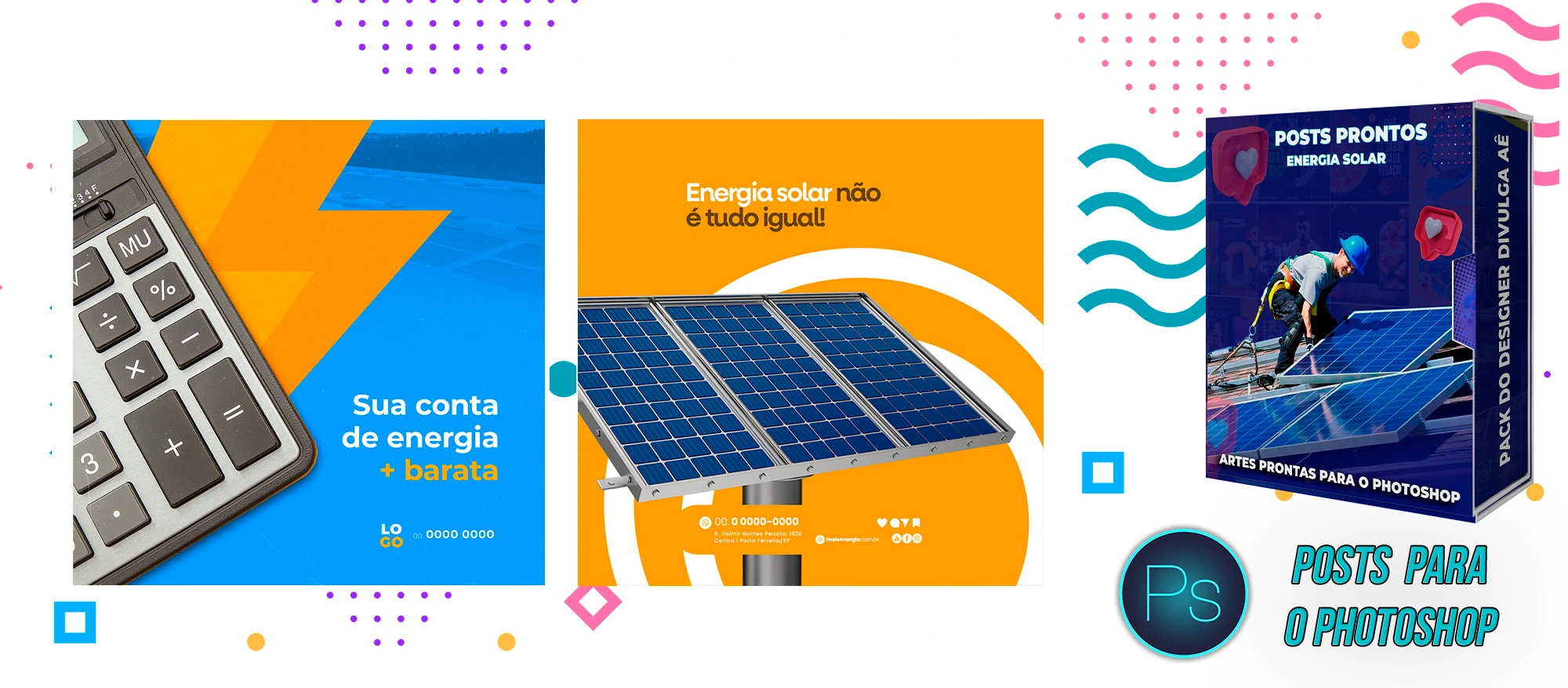 Pack de Posts Prontos para Empresas de Energia Solar para o Photoshop - Imagem 3
