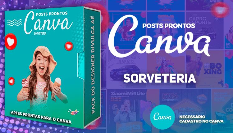 Pack de Posts Prontos para o Canva - Sorveteria