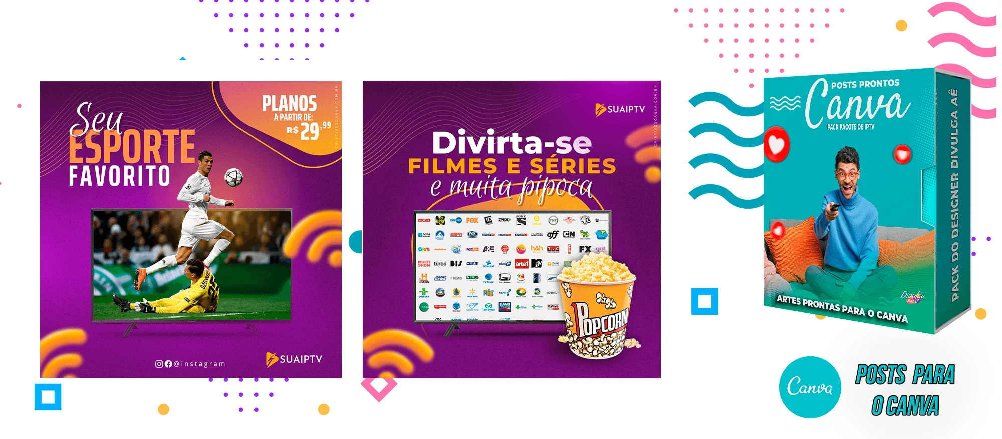 Pack de Posts Prontos para o Canva com legendas - Provedor e Iptv - Vendas de Canais de Tv - Imagem 27