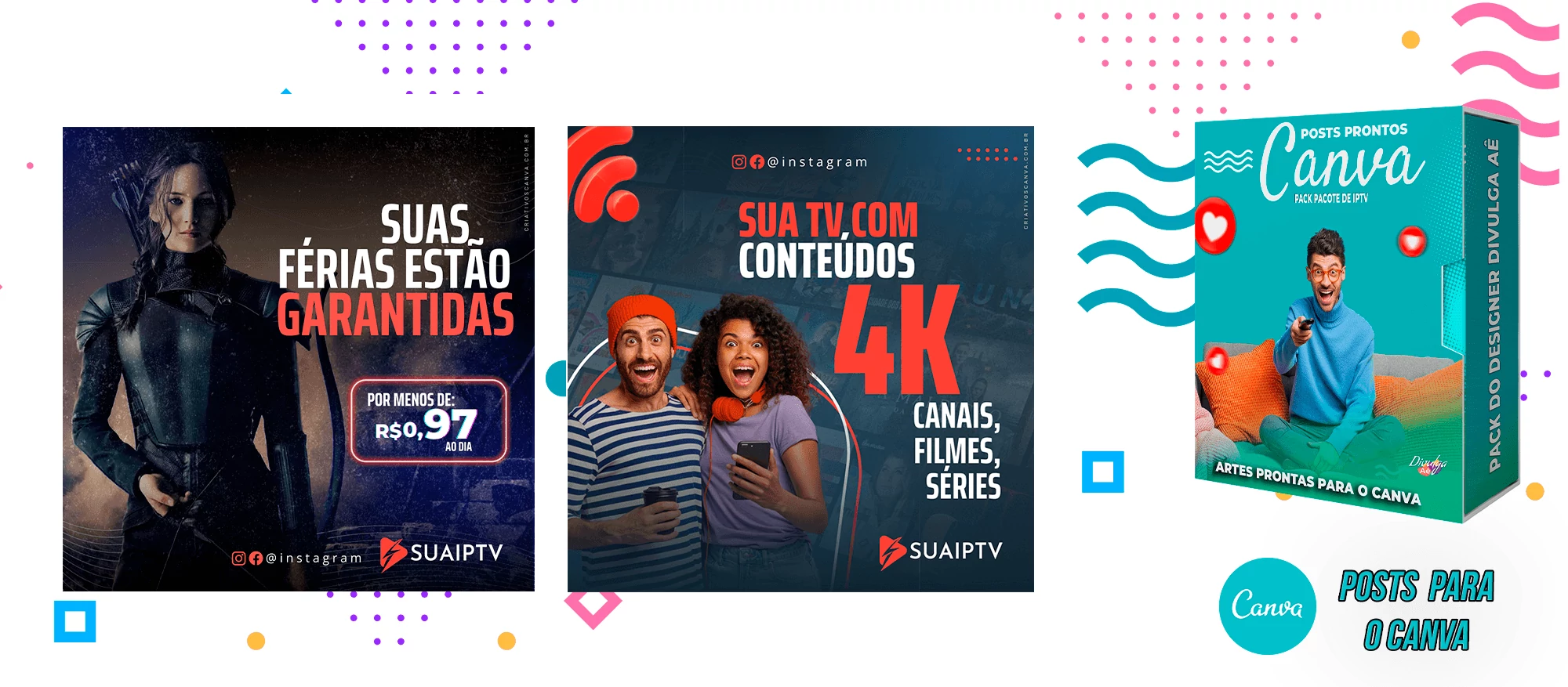 Pack de Posts Prontos para o Canva com legendas - Provedor e Iptv - Vendas de Canais de Tv - Imagem 30